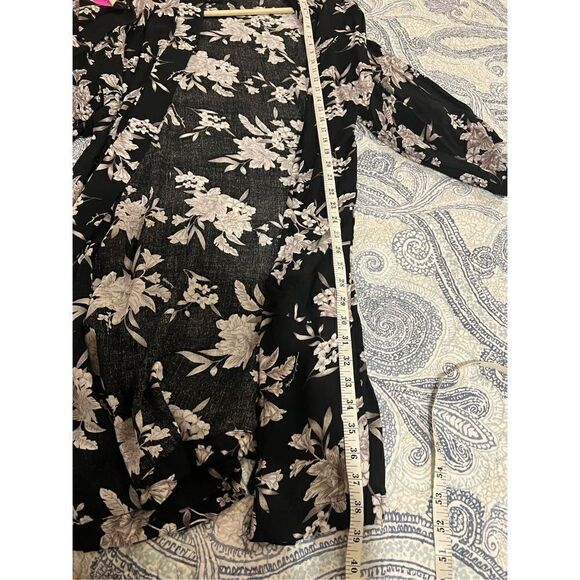 New Spiritual Gangster Maya Tie Front Kimono Robe Pockets Black Floral One Size - Picture 12 of 12